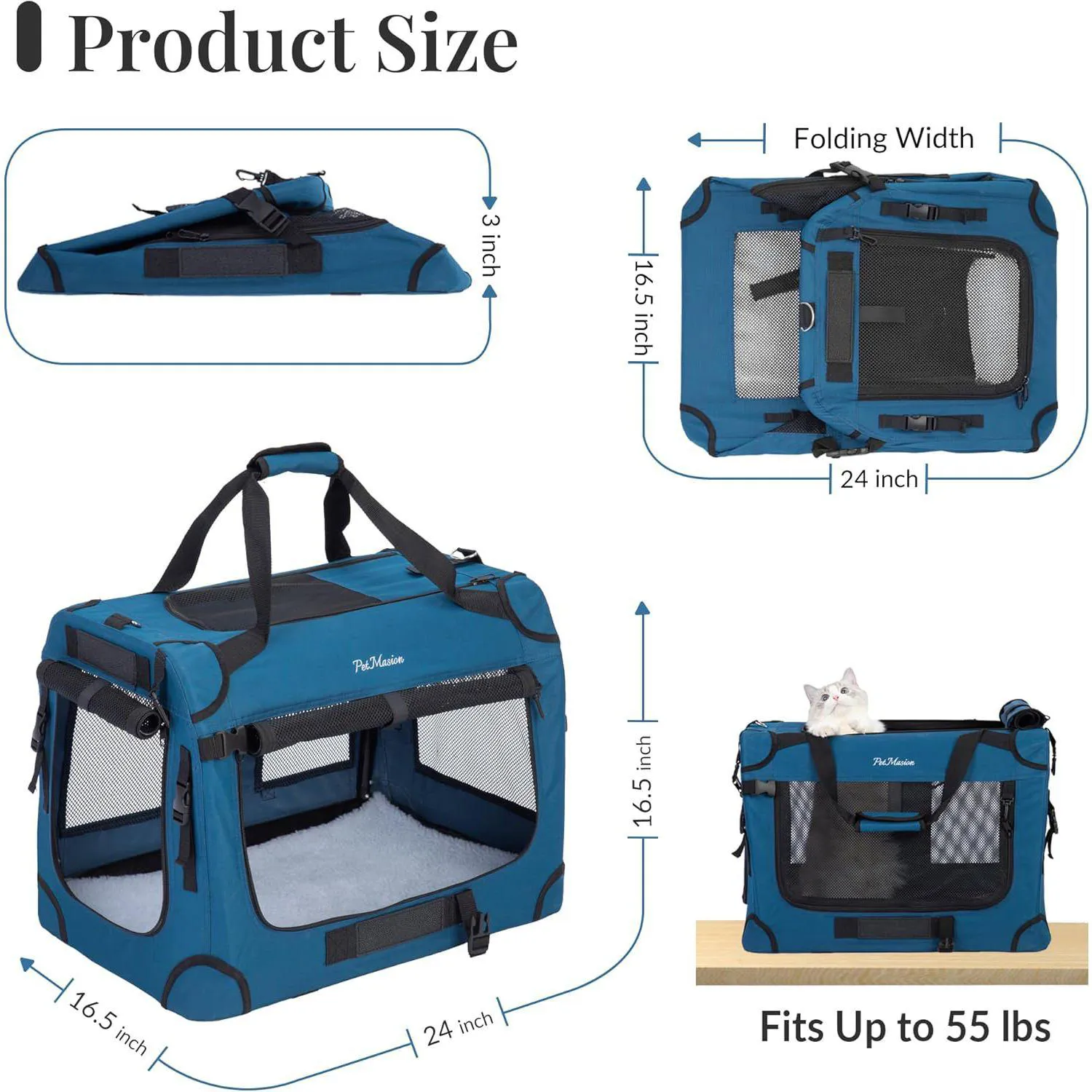 Guacal Extragrande Plegable Para Mascotas XL con Ventilación Total y Cama Suave 5