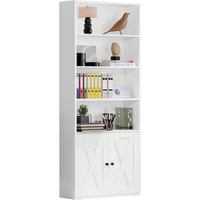 Estantería con Puertas IRONCK de 6 Niveles Estilo Industrial Blanco de 180 cm para Oficina o Sala