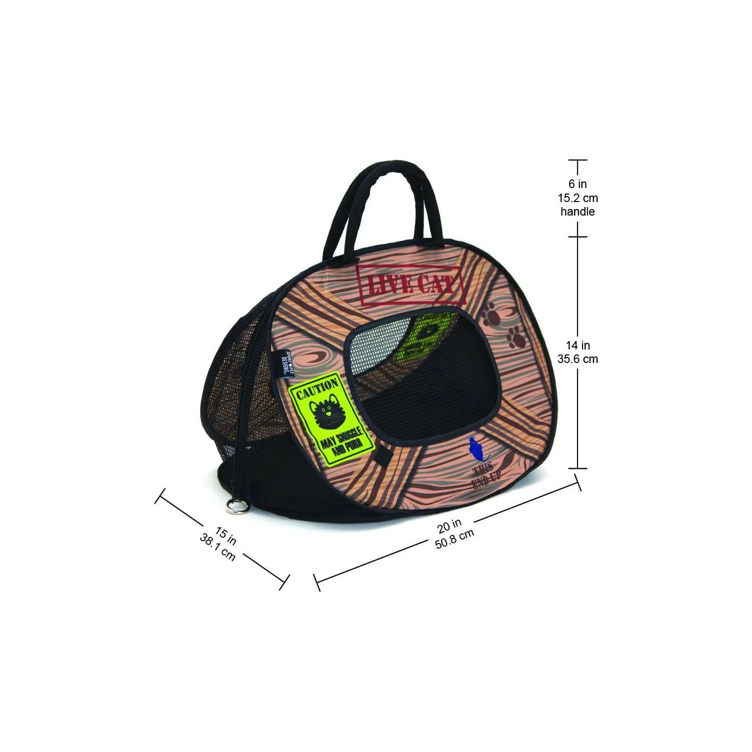 Guacal Plegable Para Mascotas Liviano Con Malla Y Estampado Divertido 7