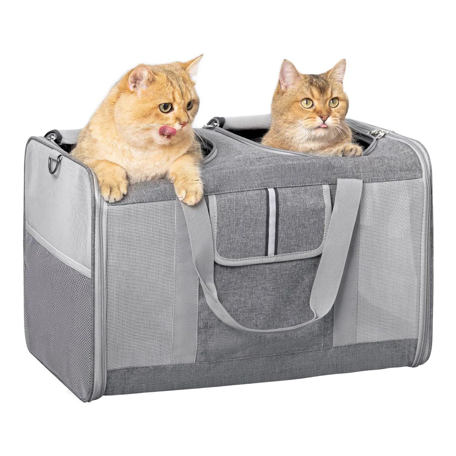 Guacal Grande Plegable Para Mascotas de Hasta 17 Kg con Doble Compartimento