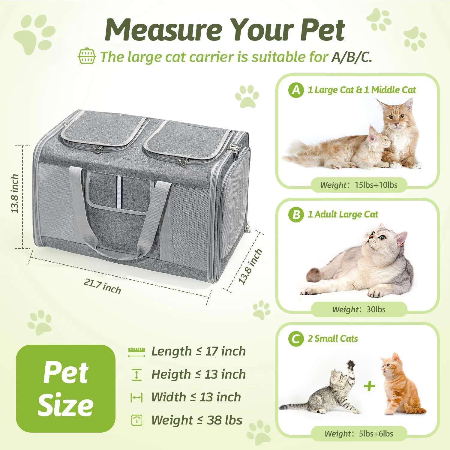 Guacal Grande Plegable Para Mascotas de Hasta 17 Kg con Doble Compartimento
