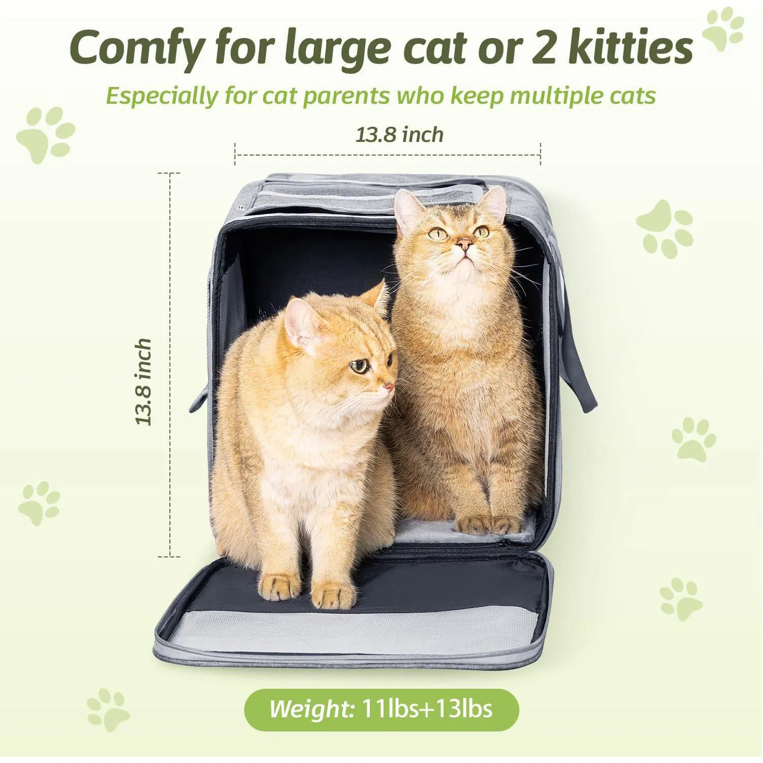 Guacal Grande Plegable Para Mascotas de Hasta 17 Kg con Doble Compartimento 5
