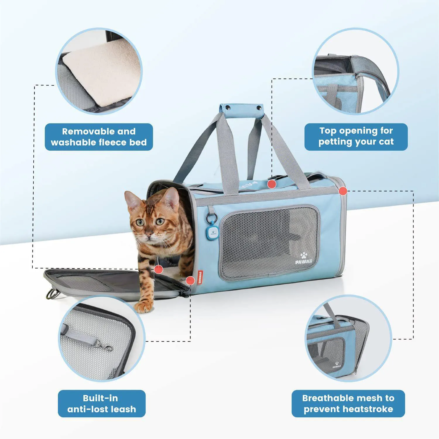 Guacal Pawaii Para Mascotas Plegable Aprobado Por Aerolíneas Con Identificación 6