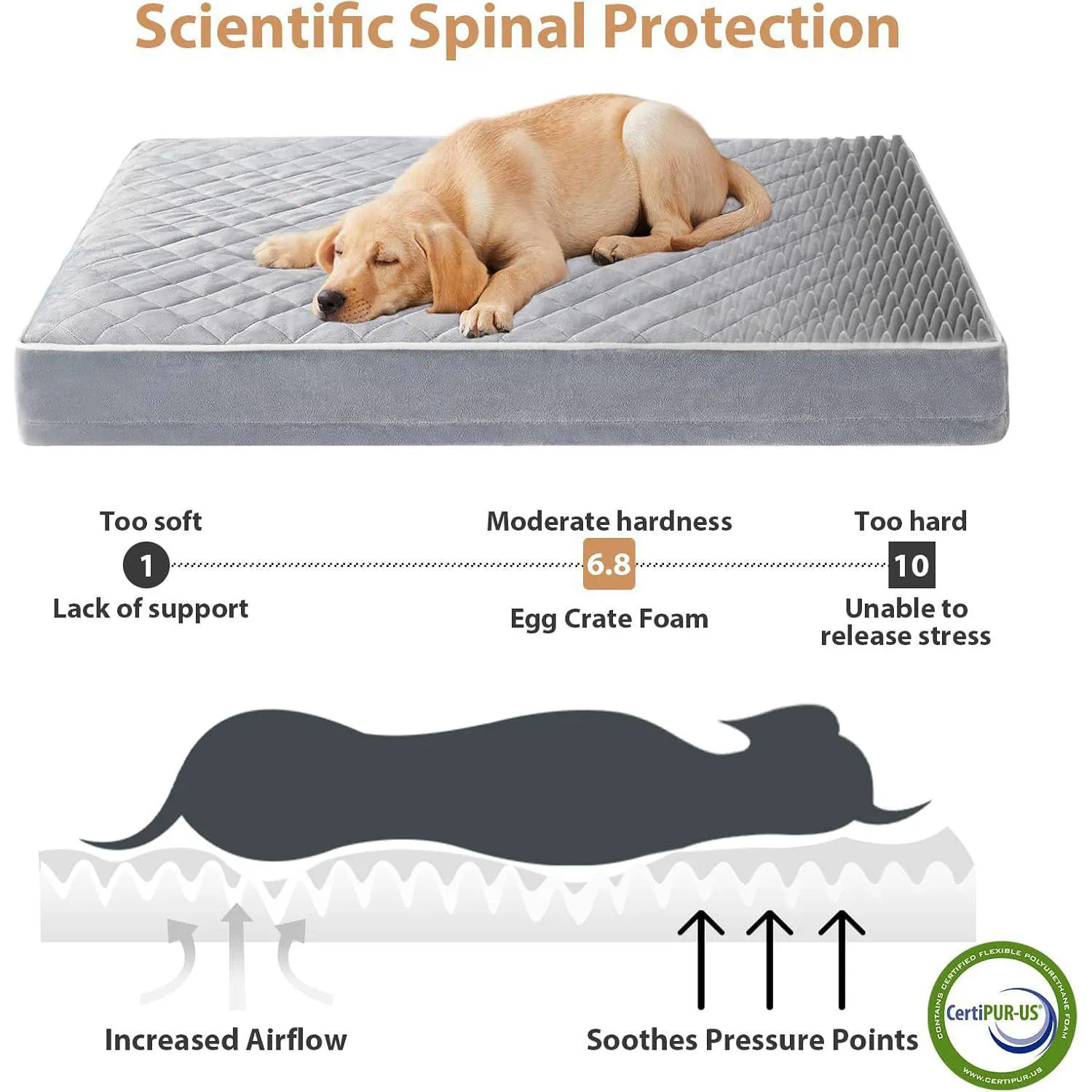 Cama Ortopédica WNPETHOME para Perros Grandes Lavable Impermeable 107 cm 3