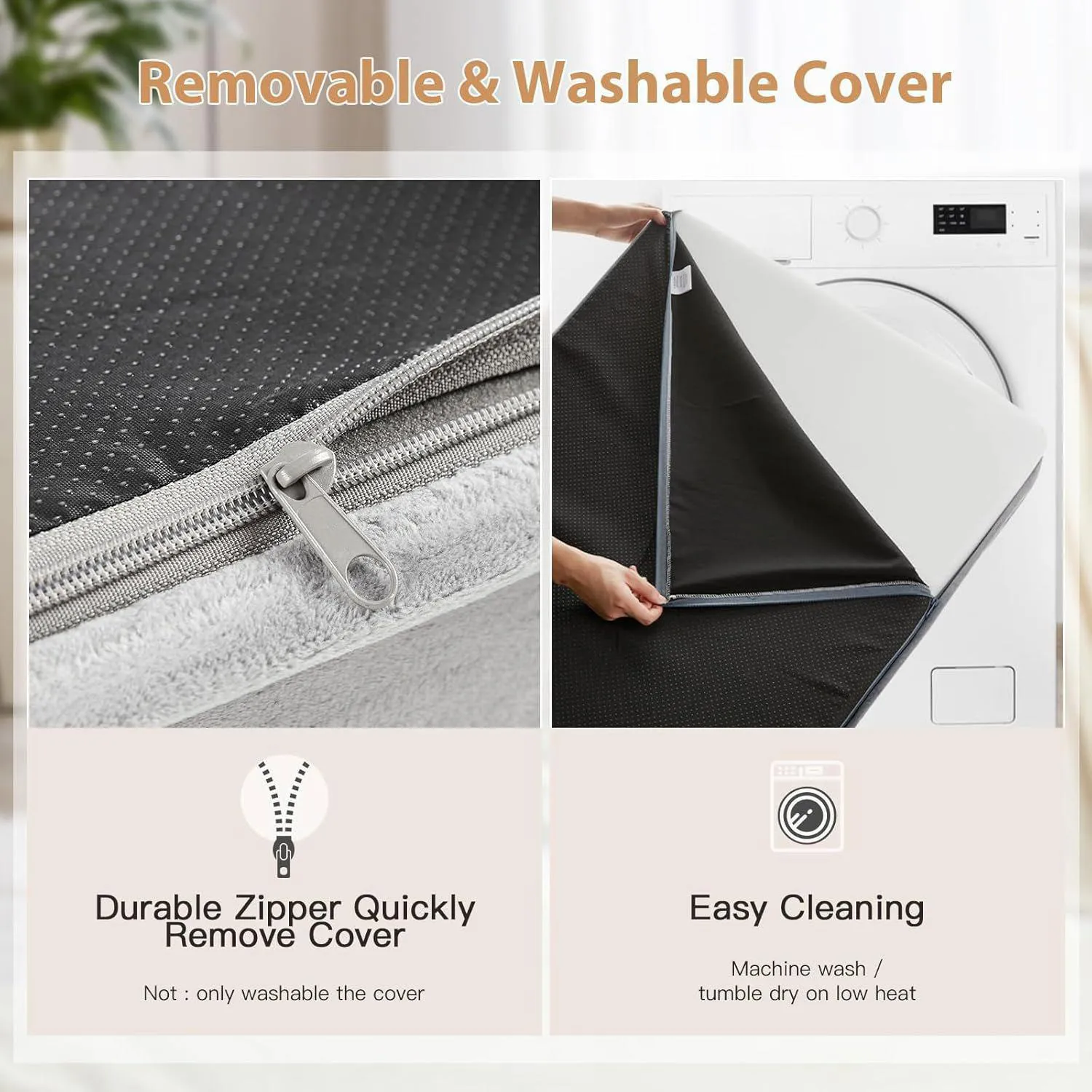 Cama Ortopédica WNPETHOME para Perros Grandes Lavable Impermeable 107 cm 4