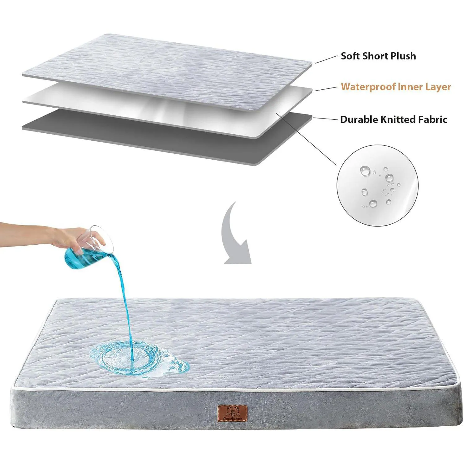 Cama Ortopédica WNPETHOME para Perros Grandes Lavable Impermeable 107 cm 5