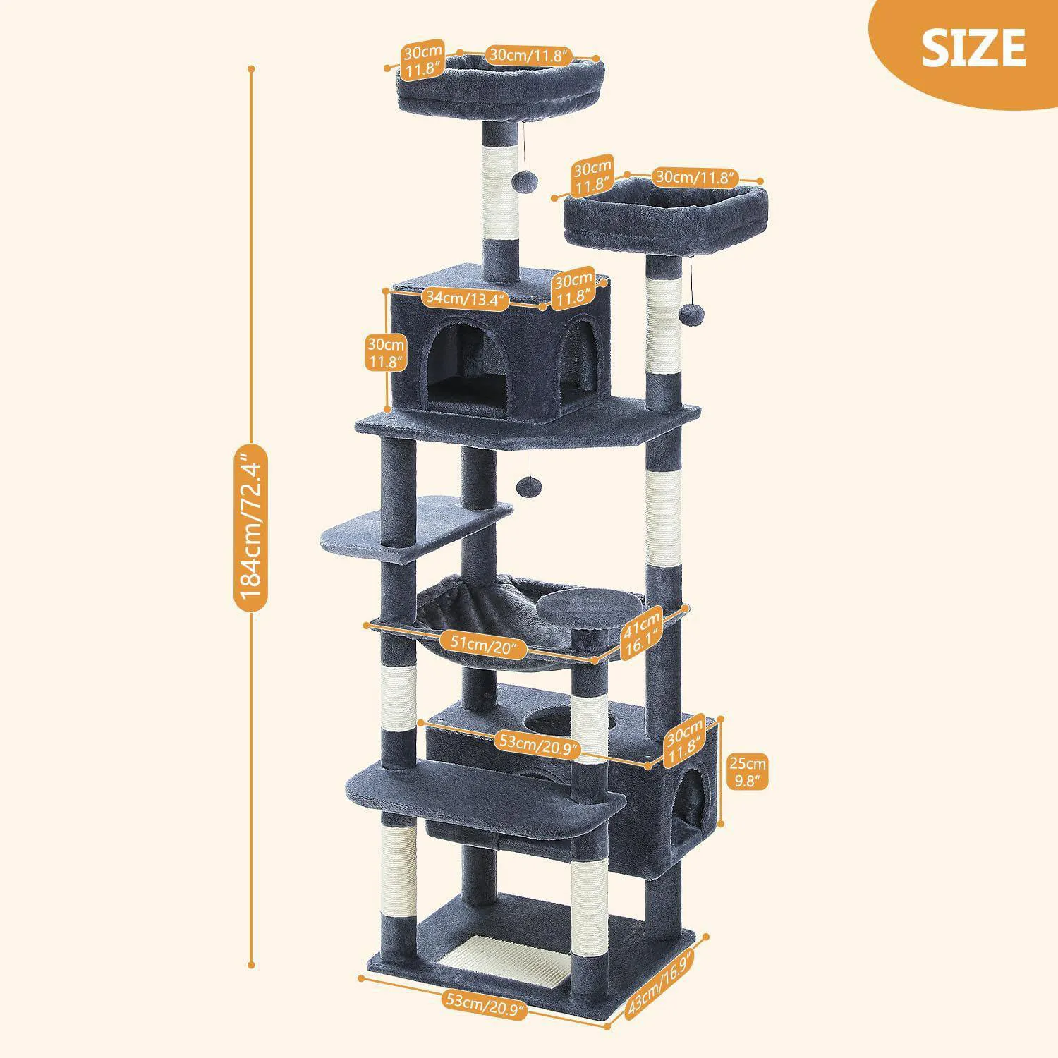 Gimnasio para Gatos PAWZ Road de 184 cm con Cama y Perchas