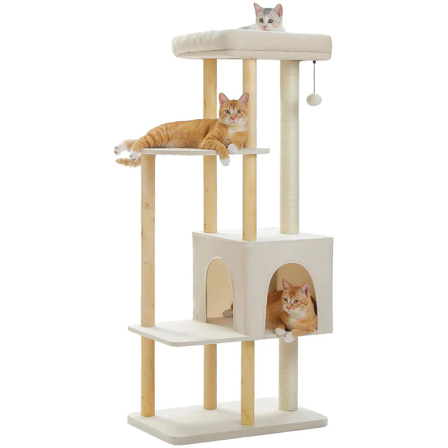 Gimnasio para Gatos PAWZ Road en Madera de 135 cm con Postes y Cama
