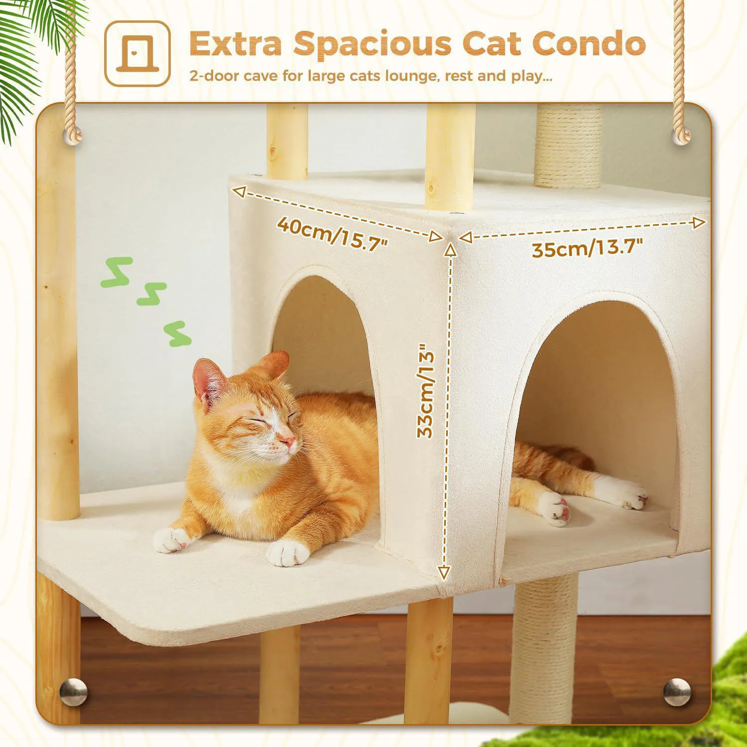 Gimnasio para Gatos PAWZ Road en Madera de 135 cm con Postes y Cama 3