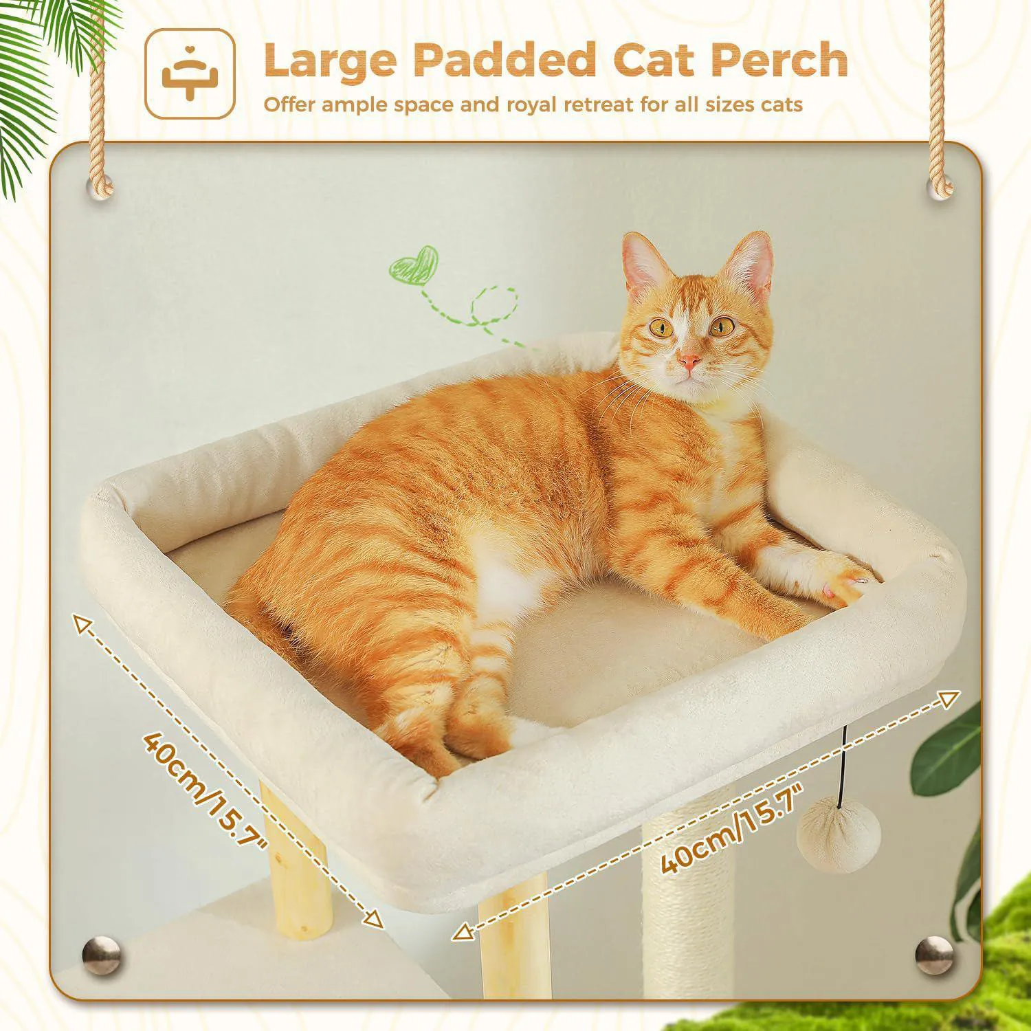 Gimnasio para Gatos PAWZ Road en Madera de 135 cm con Postes y Cama 4