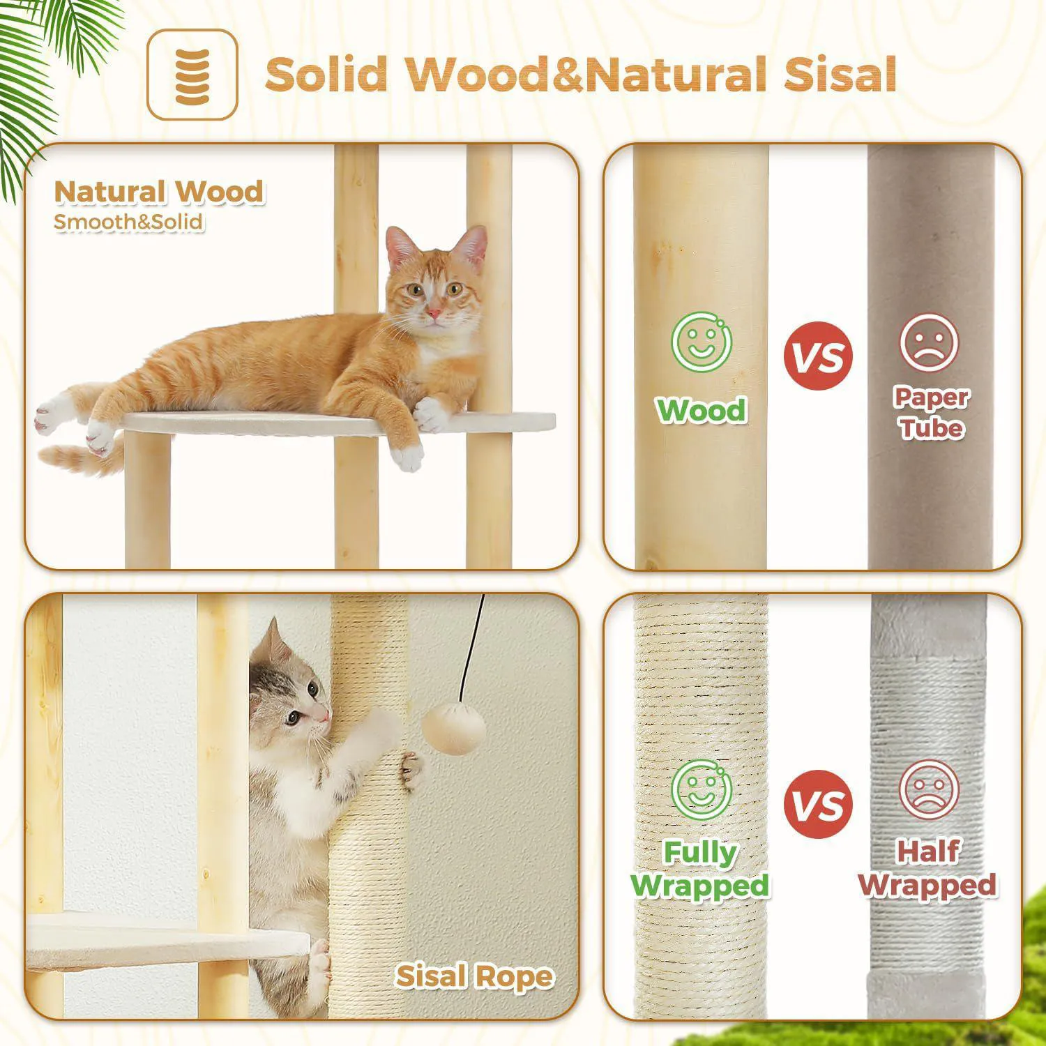 Gimnasio para Gatos PAWZ Road en Madera de 135 cm con Postes y Cama 5