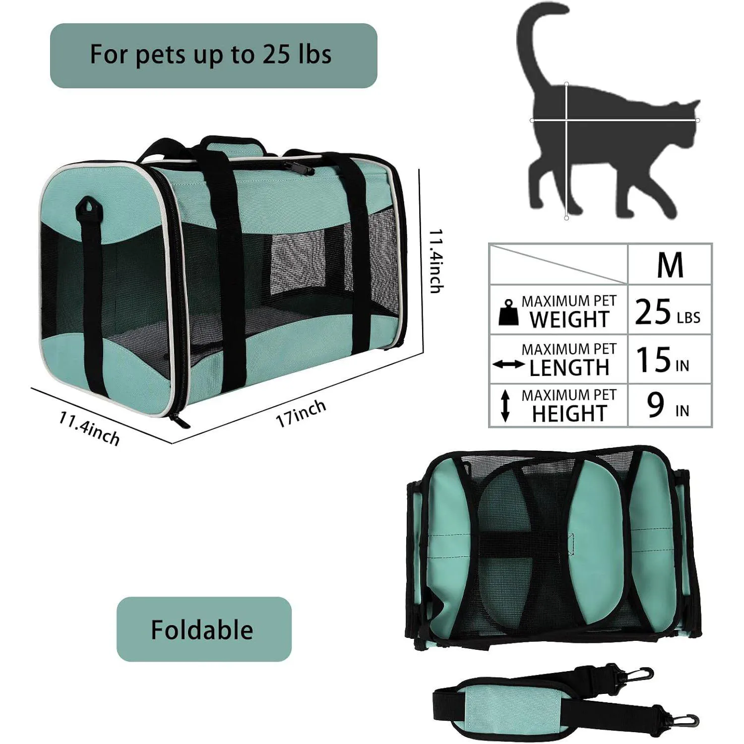 Guacal Suave para Mascotas Aprobado por Aerolíneas Portátil y Plegable 4