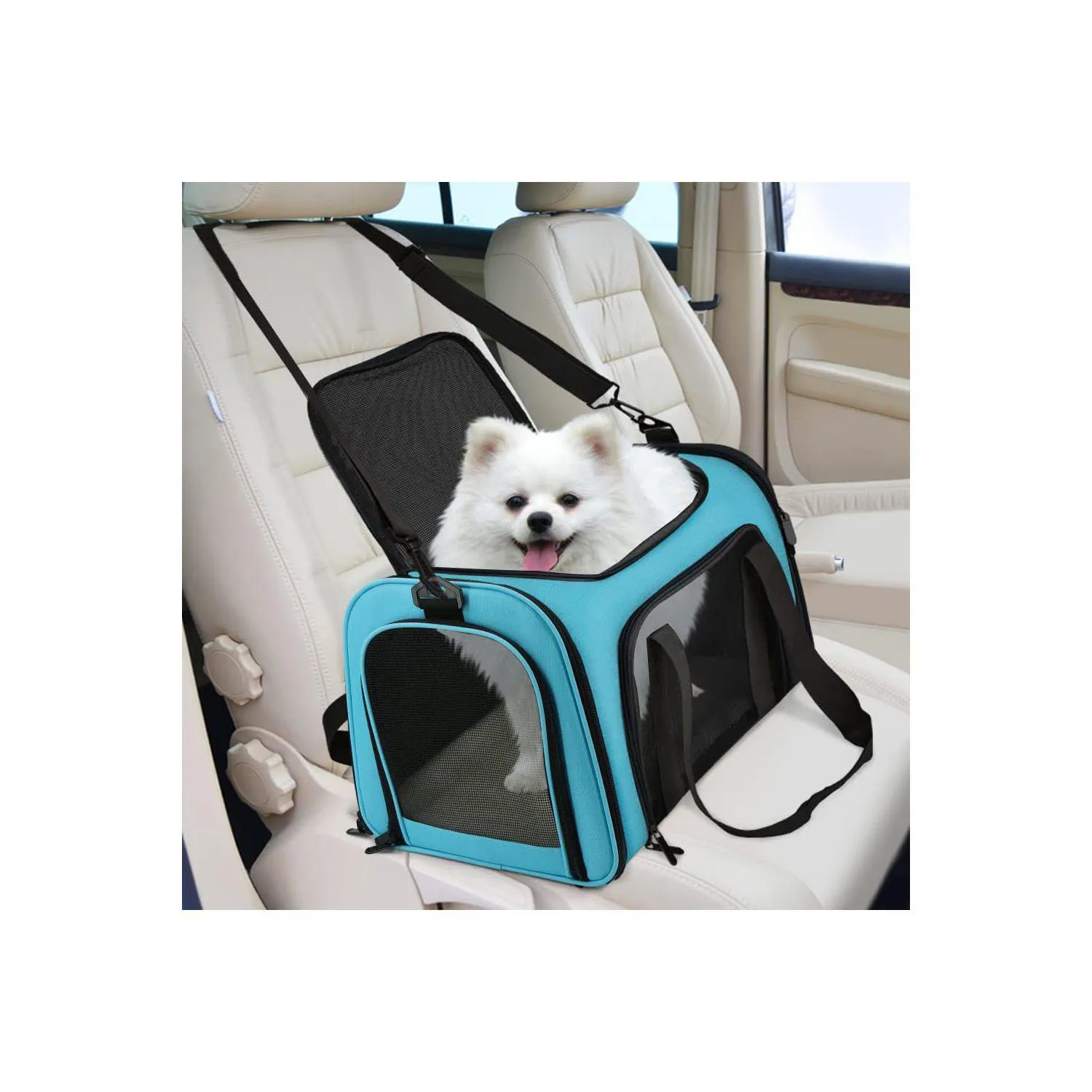 Guacal Grande para Mascotas de hasta 11 kg con Malla Transpirable y Diseño Plegable 5