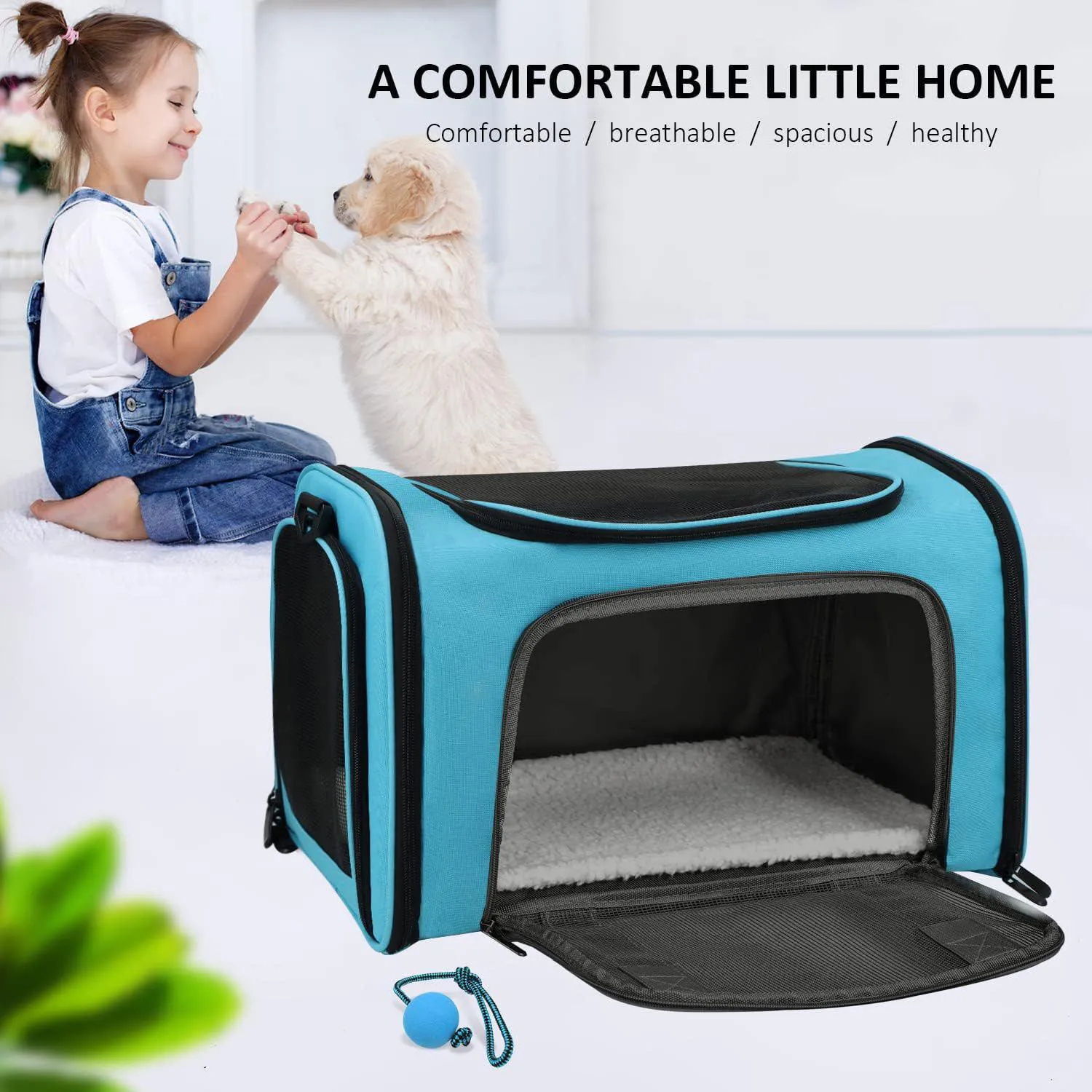 Guacal Grande para Mascotas de hasta 11 kg con Malla Transpirable y Diseño Plegable 7