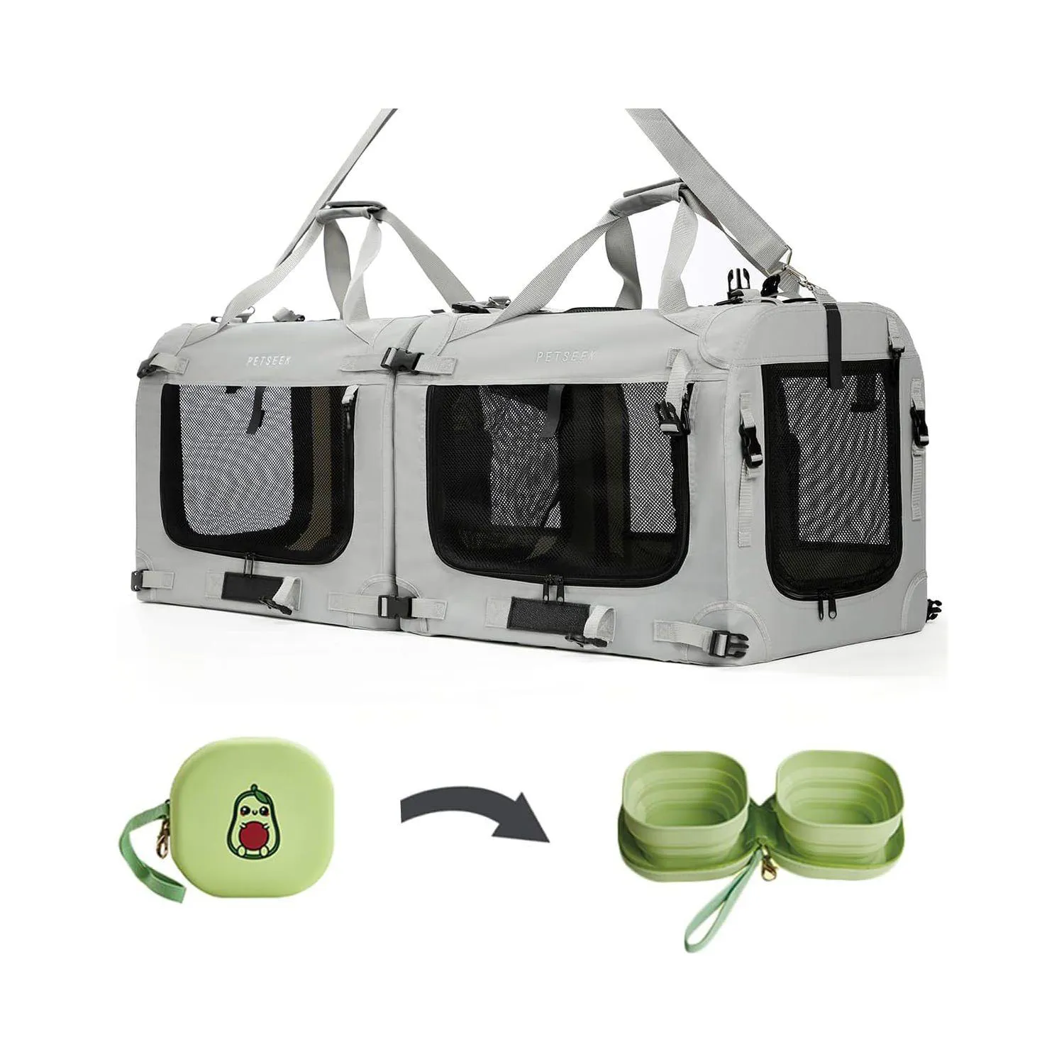 Guacal Plegable Extra Grande Para Mascotas Con Caja De Arena Y Cuencos