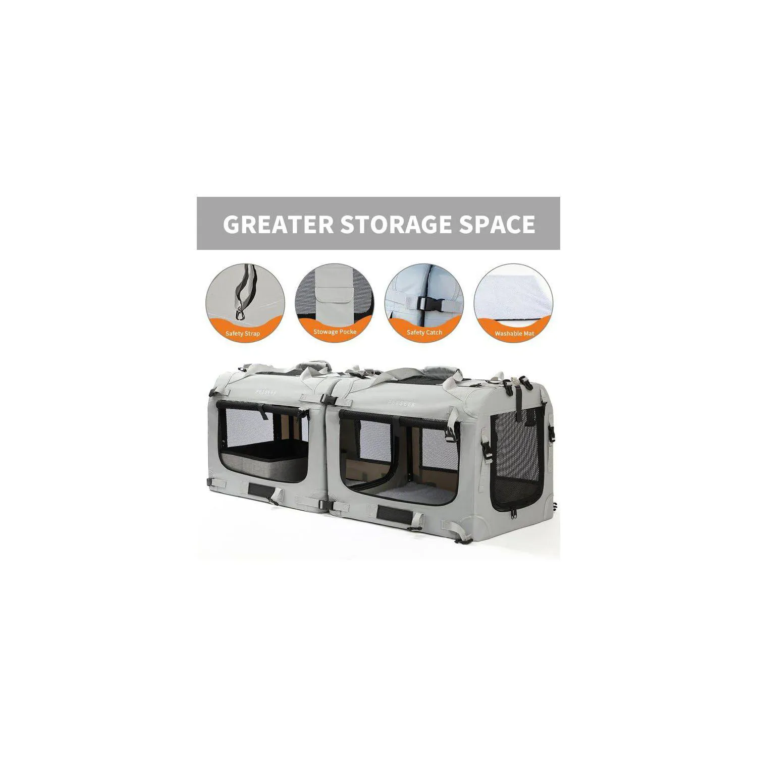 Guacal Plegable Extra Grande Para Mascotas Con Caja De Arena Y Cuencos 3