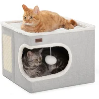Cama Cubo para Gatos Garnpet con Rascador y Juguete Colgante