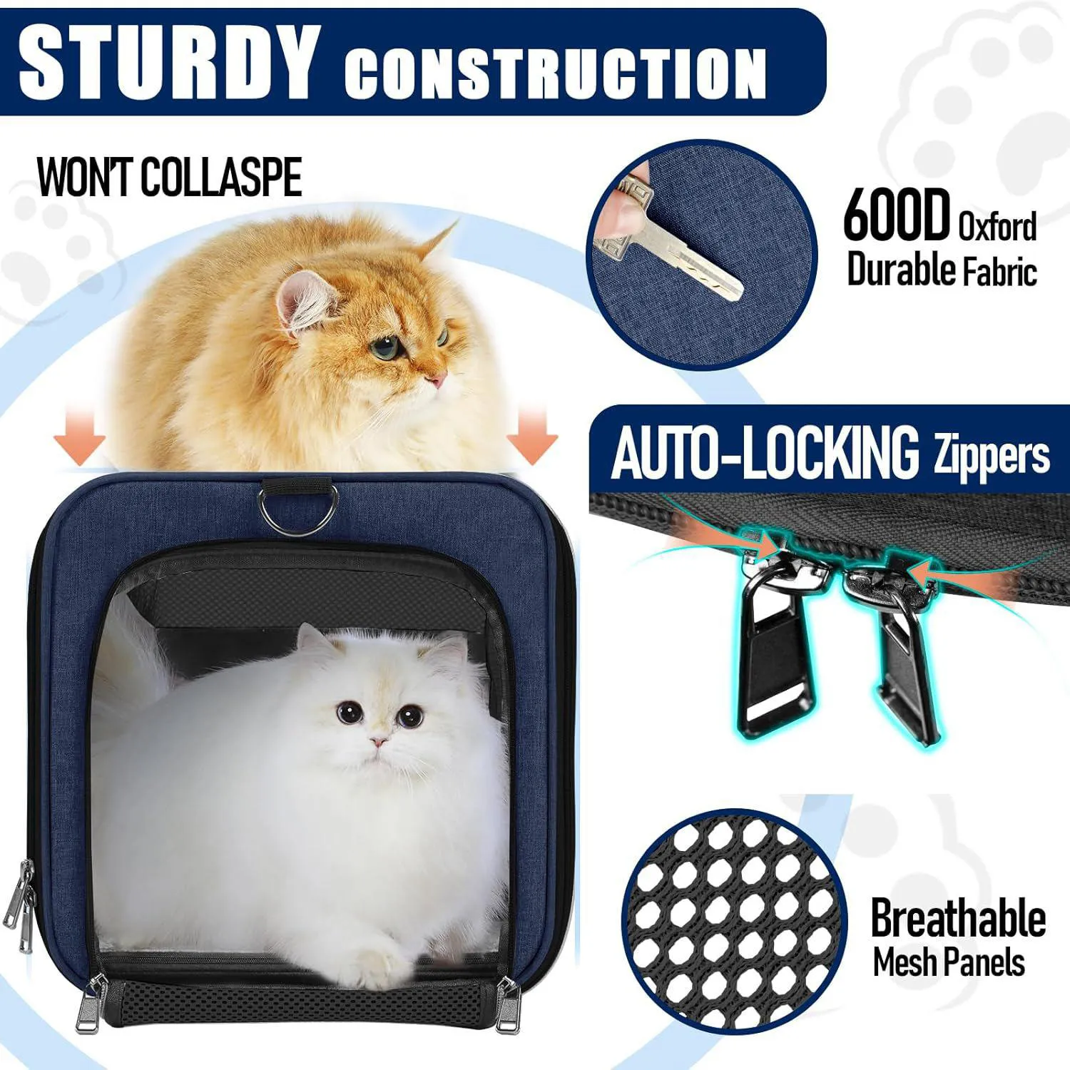 Guacal Suave y Plegable GAPZER para Mascotas Medianas Hasta 11 kg Color Marino 5