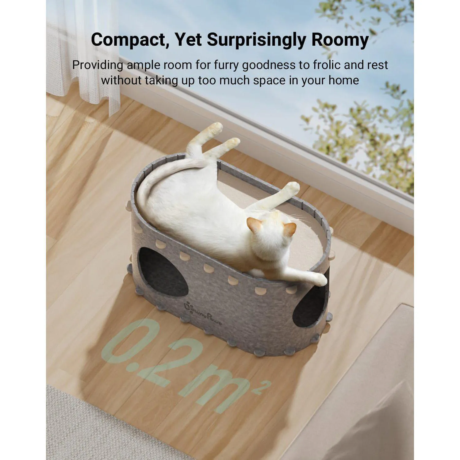 Casa Para Gatos DownyPaws PeekaPurr Con Diseño Plegable Y Espacio Doble