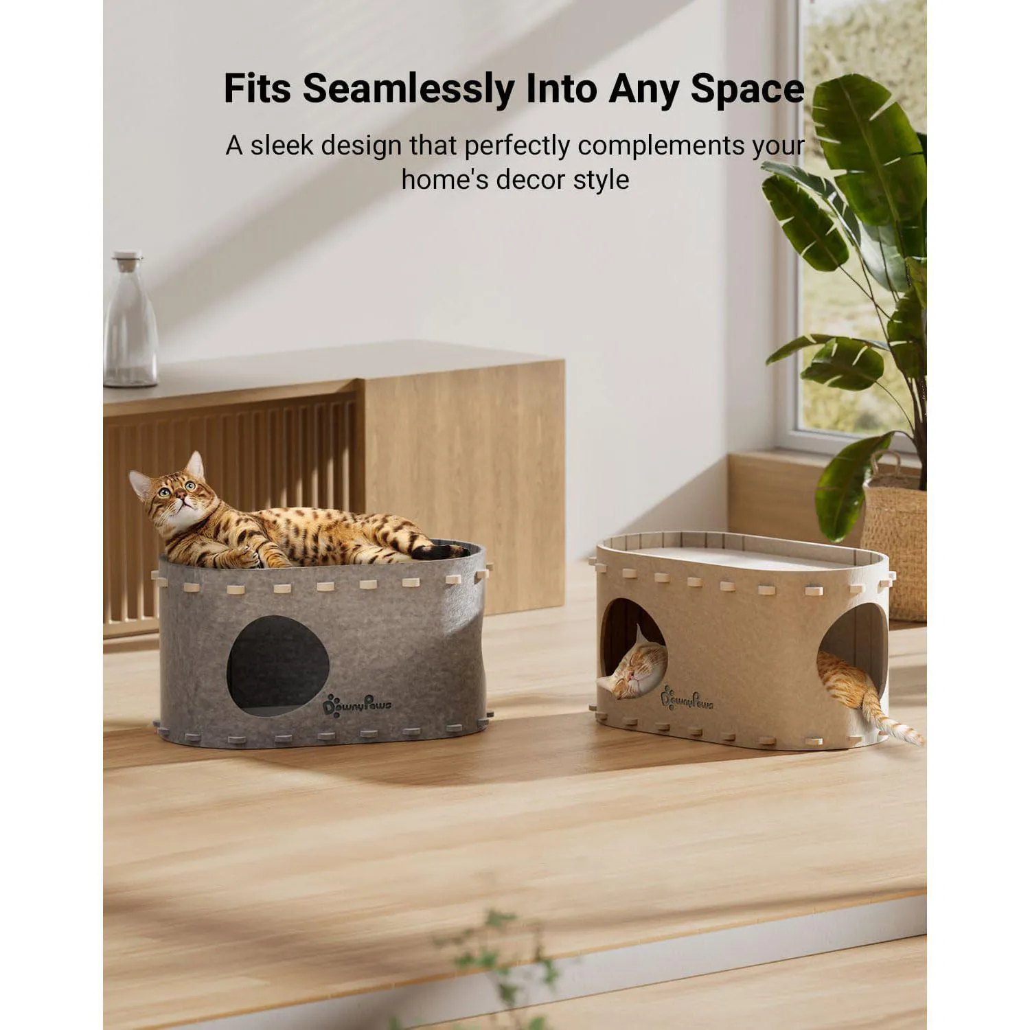 Casa Para Gatos DownyPaws PeekaPurr Con Diseño Plegable Y Espacio Doble 5