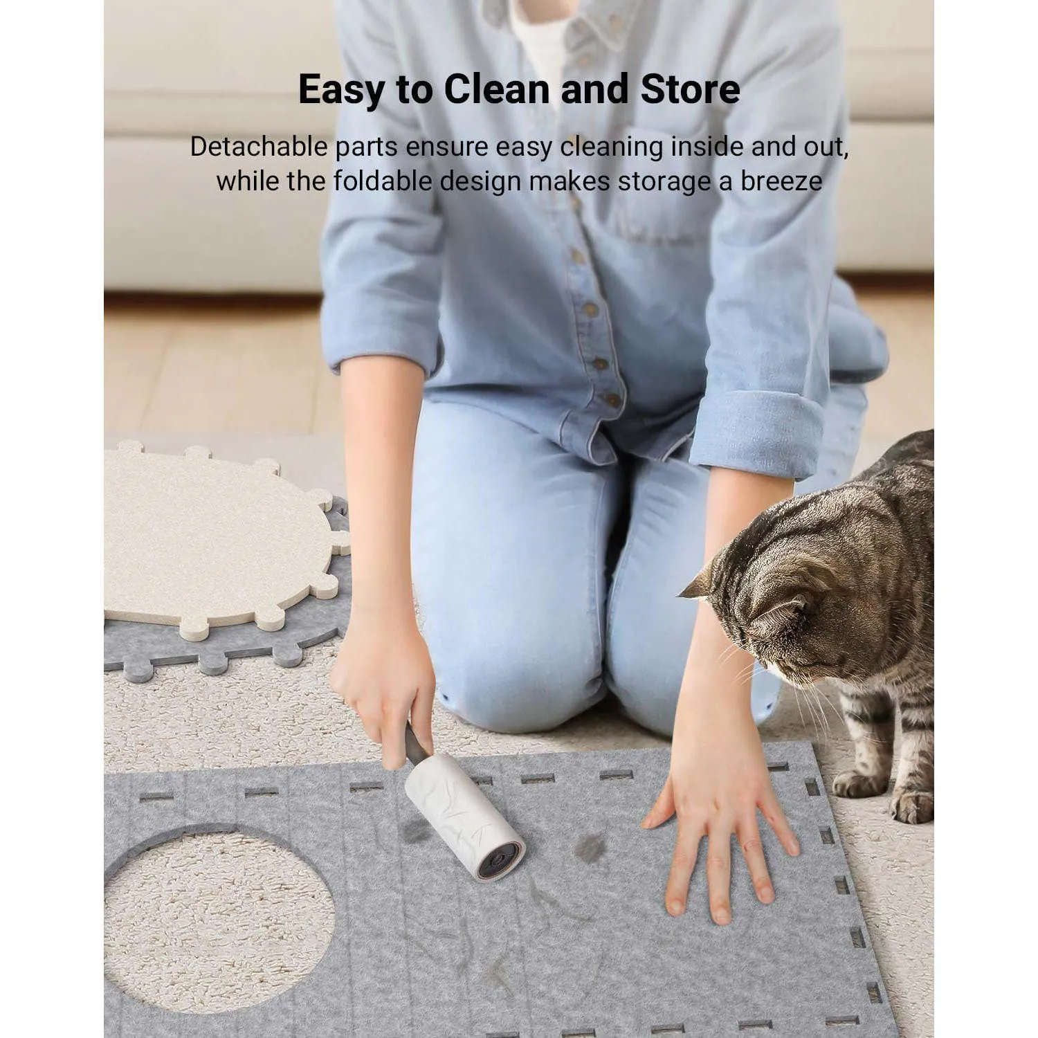 Casa Para Gatos DownyPaws PeekaPurr Con Diseño Plegable Y Espacio Doble 6