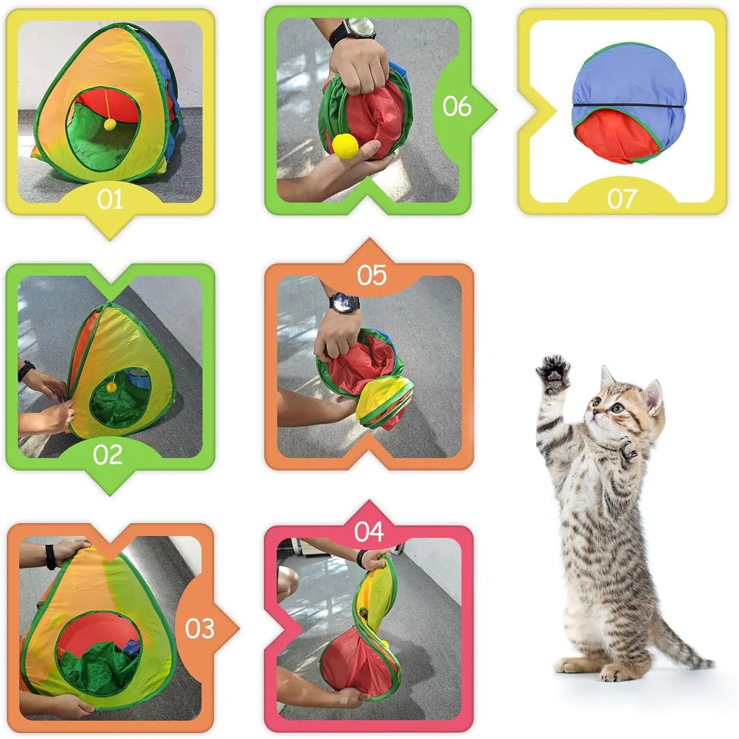 Carpa para Gatos Andiker con Pelota Colgante y Tres Entradas 3