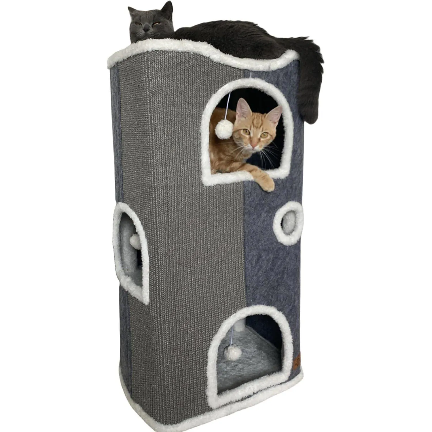 Gimnasio Para Gatos De Cuatro Niveles Con Rascador Cojines Y Cueva Escondida
