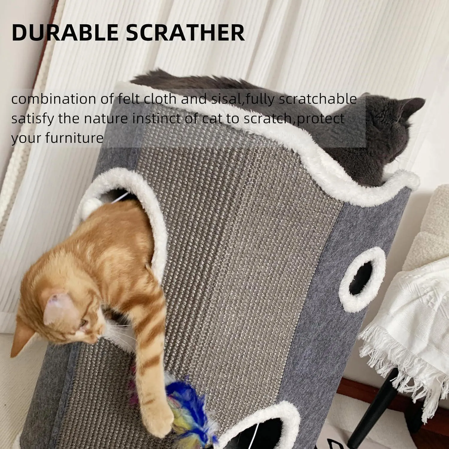 Gimnasio Para Gatos De Cuatro Niveles Con Rascador Cojines Y Cueva Escondida 3
