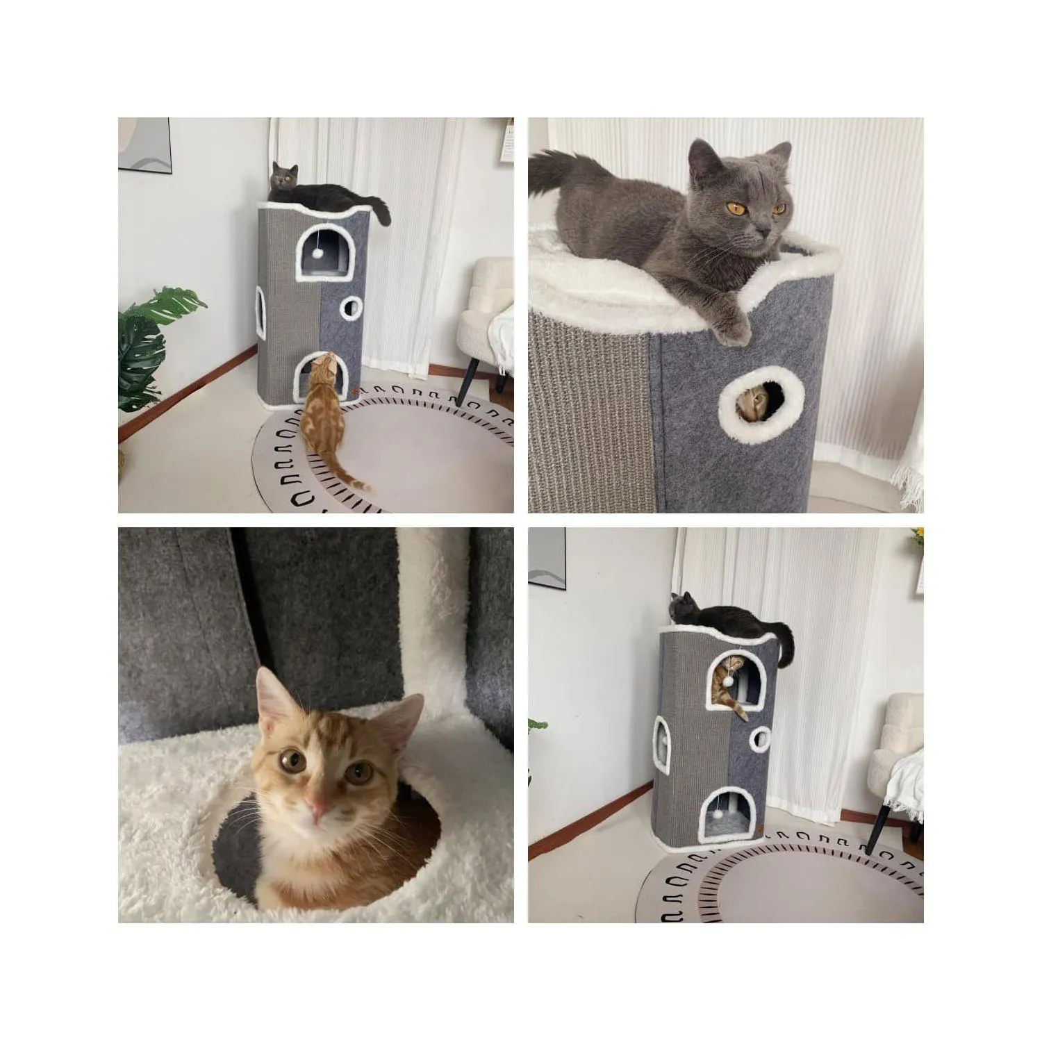 Gimnasio Para Gatos De Cuatro Niveles Con Rascador Cojines Y Cueva Escondida 6