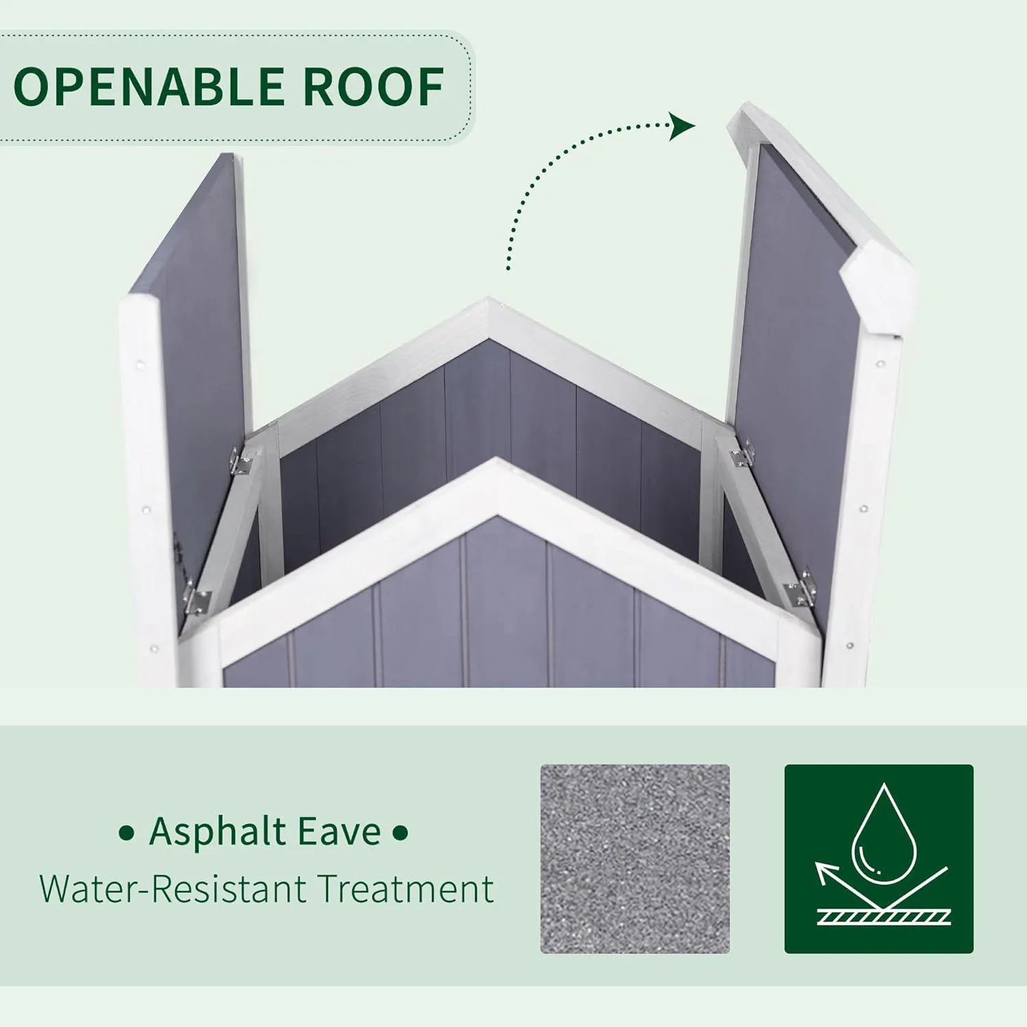Casa Para Gatos De Madera Con Techo Abatible Dos Pisos y Balcón Exterior 5