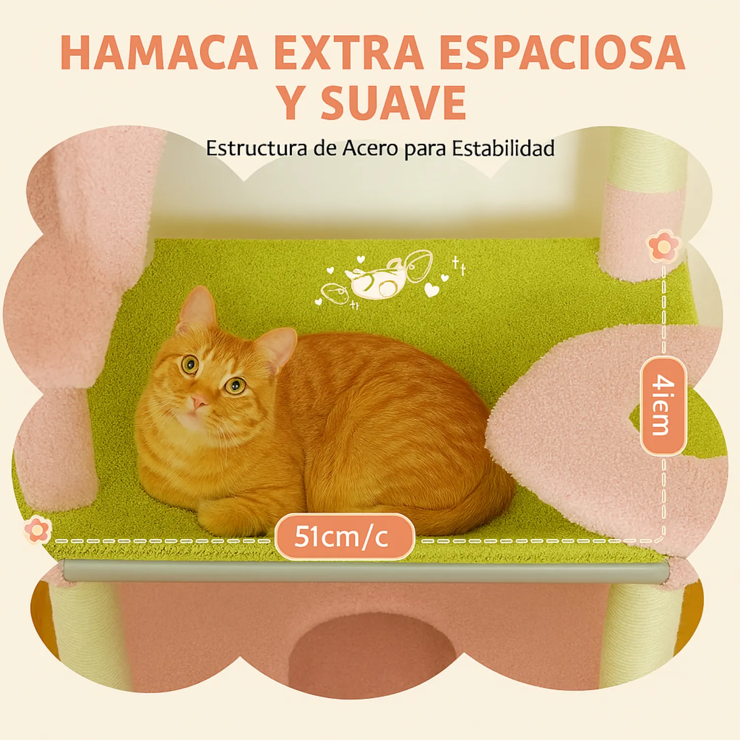 Gimnasio para Gatos Grande Pawz Road Con Rascadores Hamaca y Almohadas Rosa 3