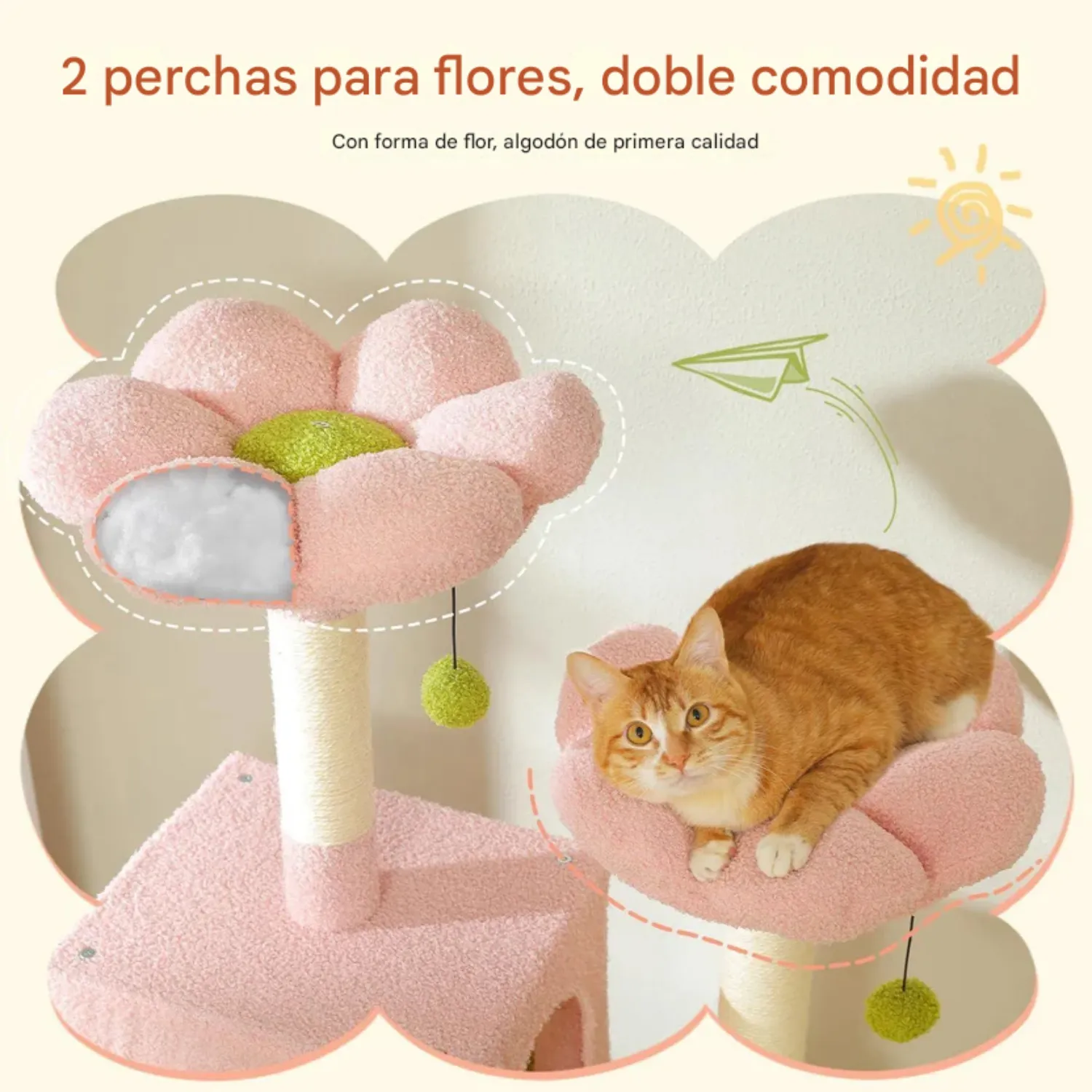 Gimnasio para Gatos Grande Pawz Road Con Rascadores Hamaca y Almohadas Rosa 4