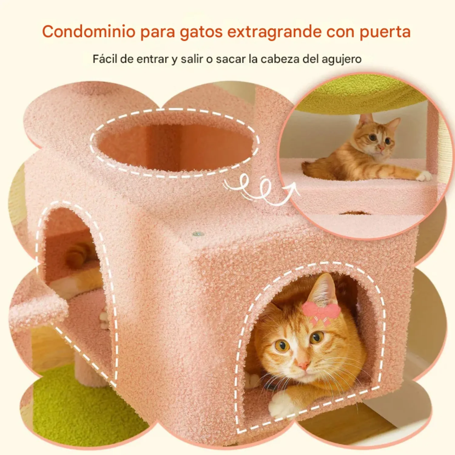 Gimnasio para Gatos Grande Pawz Road Con Rascadores Hamaca y Almohadas Rosa 6