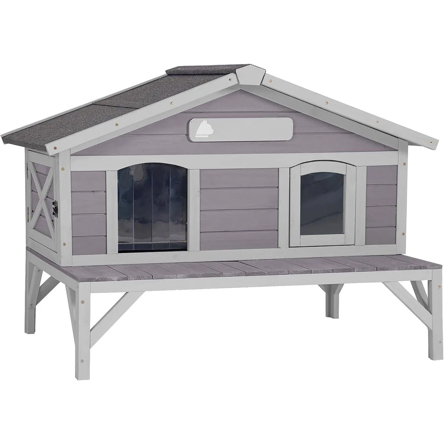 Casa Para Gatos De Exterior En Madera Con Techo Abatible Y Gran Espacio