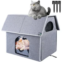 Casa Para Gatos Al Aire Libre Con Cojín Reversible Impermeable