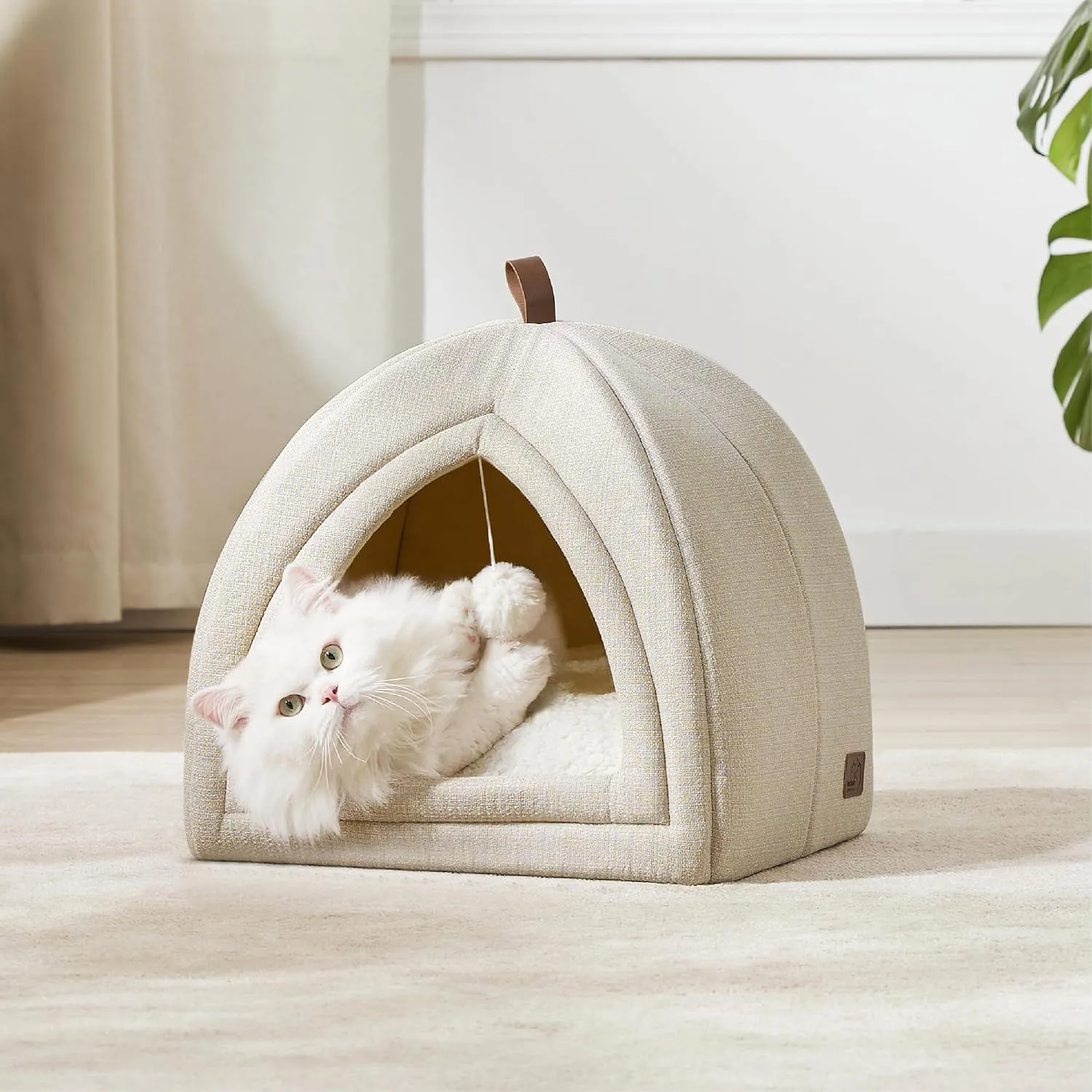 Cama Interior para Gatos Tipo Carpa 2 en 1 con Cojín Extraíble y Base Antideslizante
