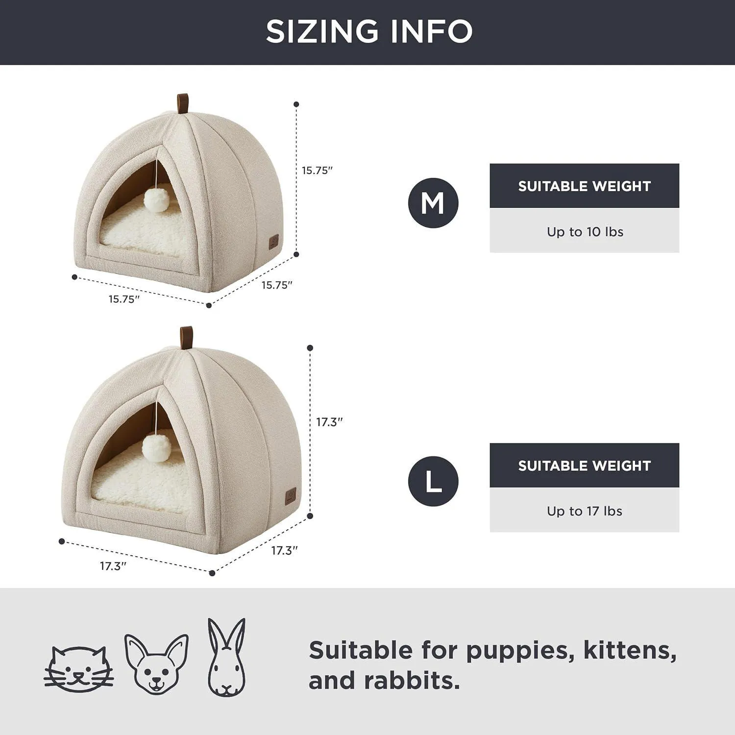 Cama Interior para Gatos Tipo Carpa 2 en 1 con Cojín Extraíble y Base Antideslizante 4