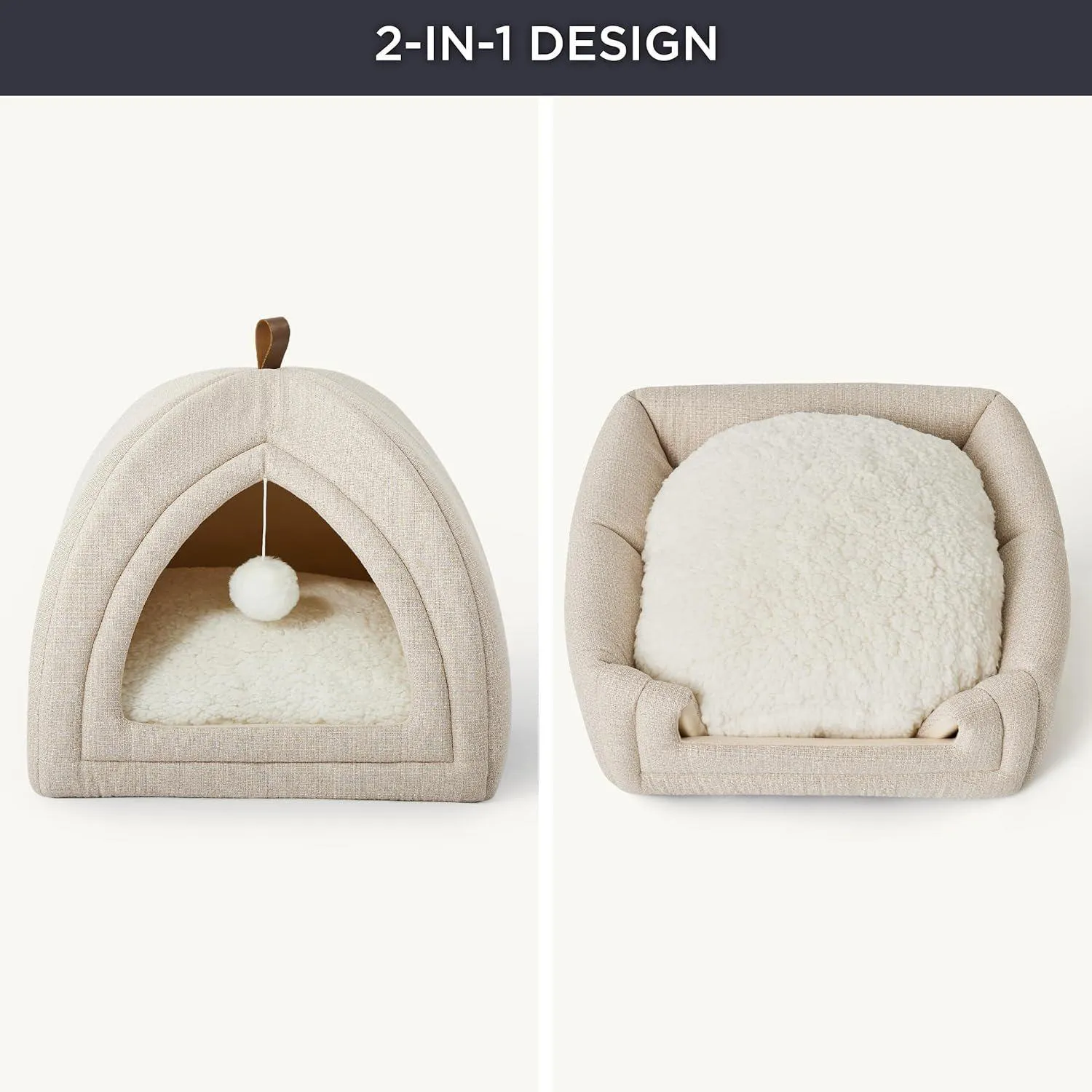 Cama Interior para Gatos Tipo Carpa 2 en 1 con Cojín Extraíble y Base Antideslizante 5