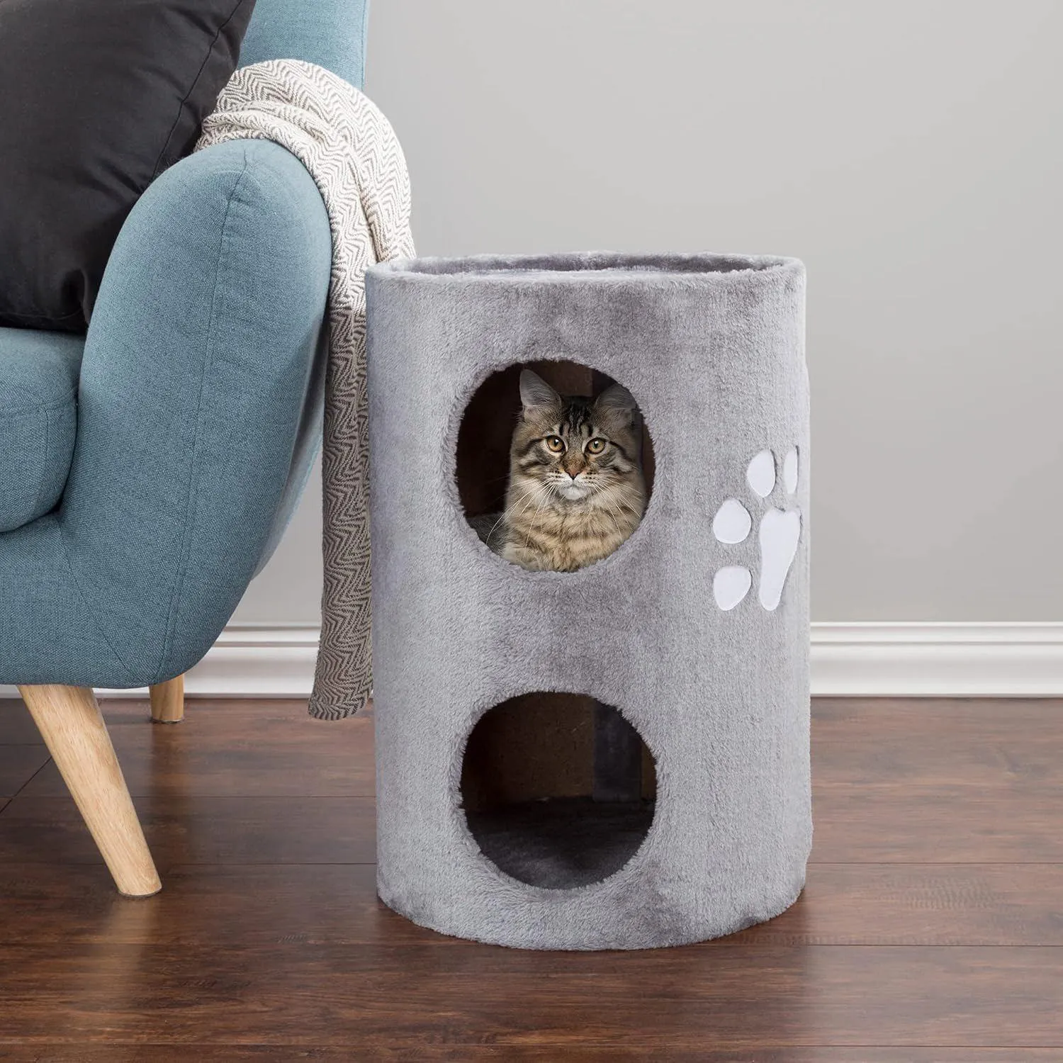 Cama Casa para Gatos de 2 Pisos con Plataforma y Rascador de Sisal PETMAKER