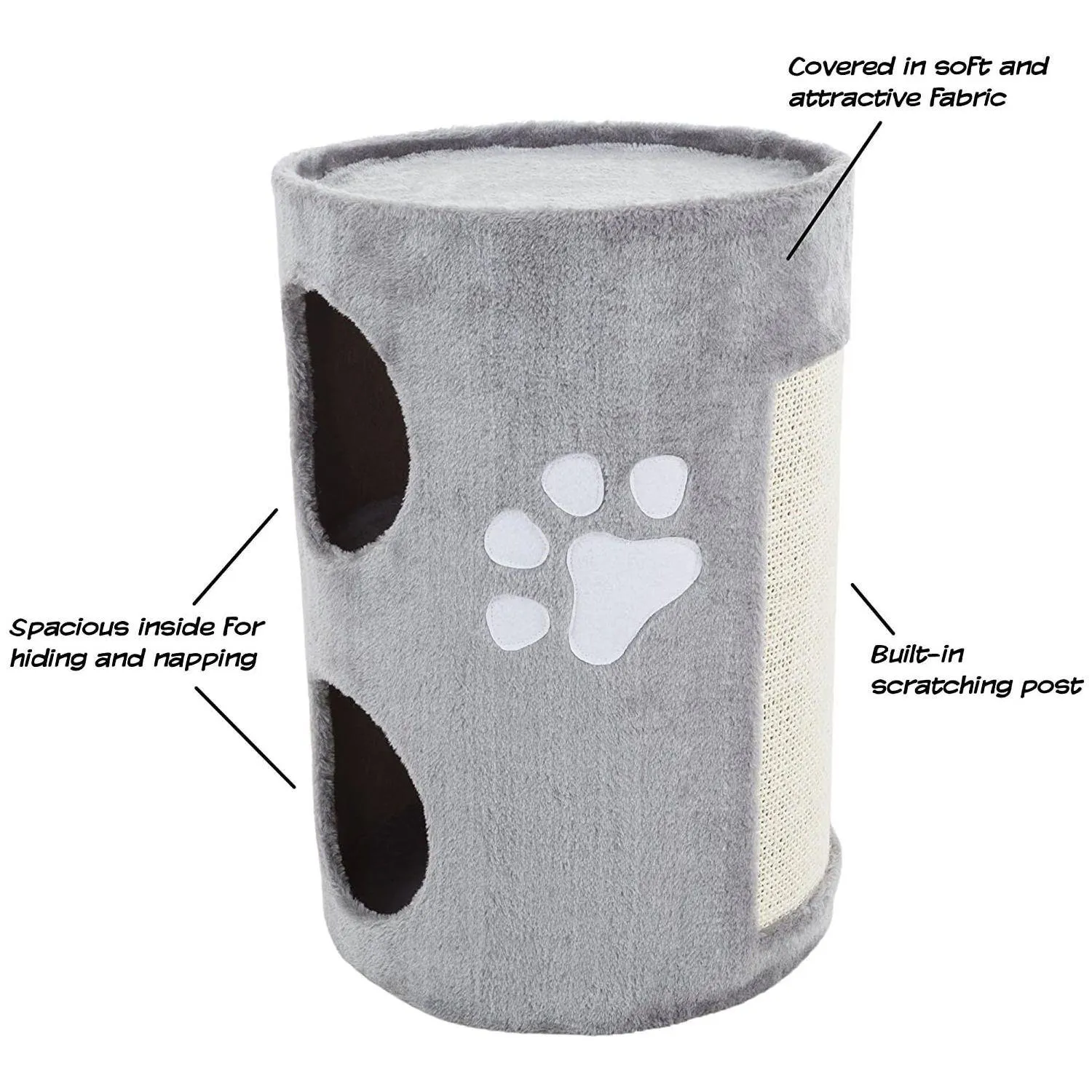 Cama Casa para Gatos de 2 Pisos con Plataforma y Rascador de Sisal PETMAKER 3