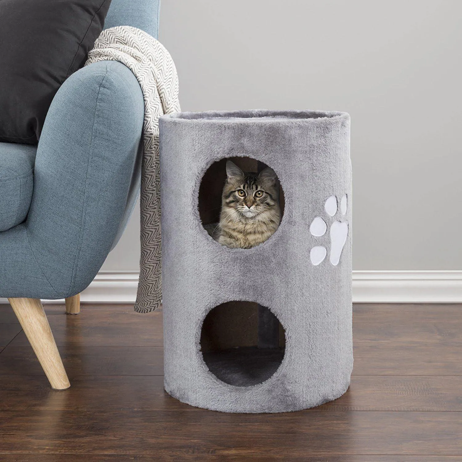 Cama Casa para Gatos de 2 Pisos con Plataforma y Rascador de Sisal PETMAKER 4