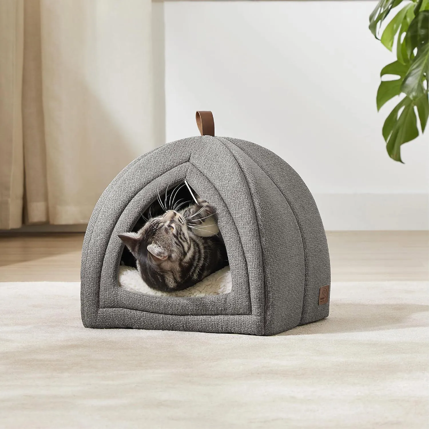 Cama Tipo Carpa Plegable para Gatos con Cojín Lavable y Base Antideslizante