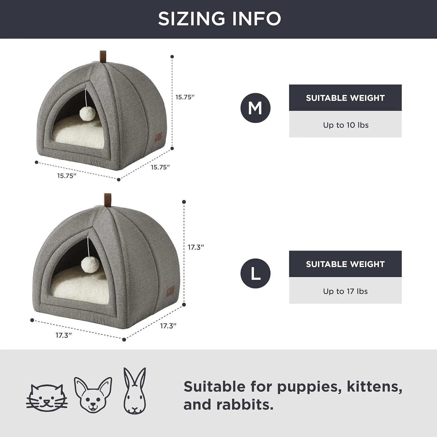 Cama Tipo Carpa Plegable para Gatos con Cojín Lavable y Base Antideslizante 4