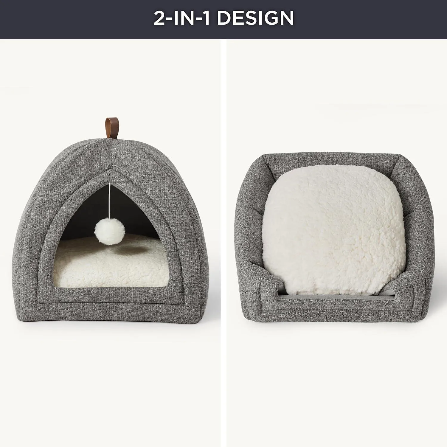 Cama Tipo Carpa Plegable para Gatos con Cojín Lavable y Base Antideslizante 5