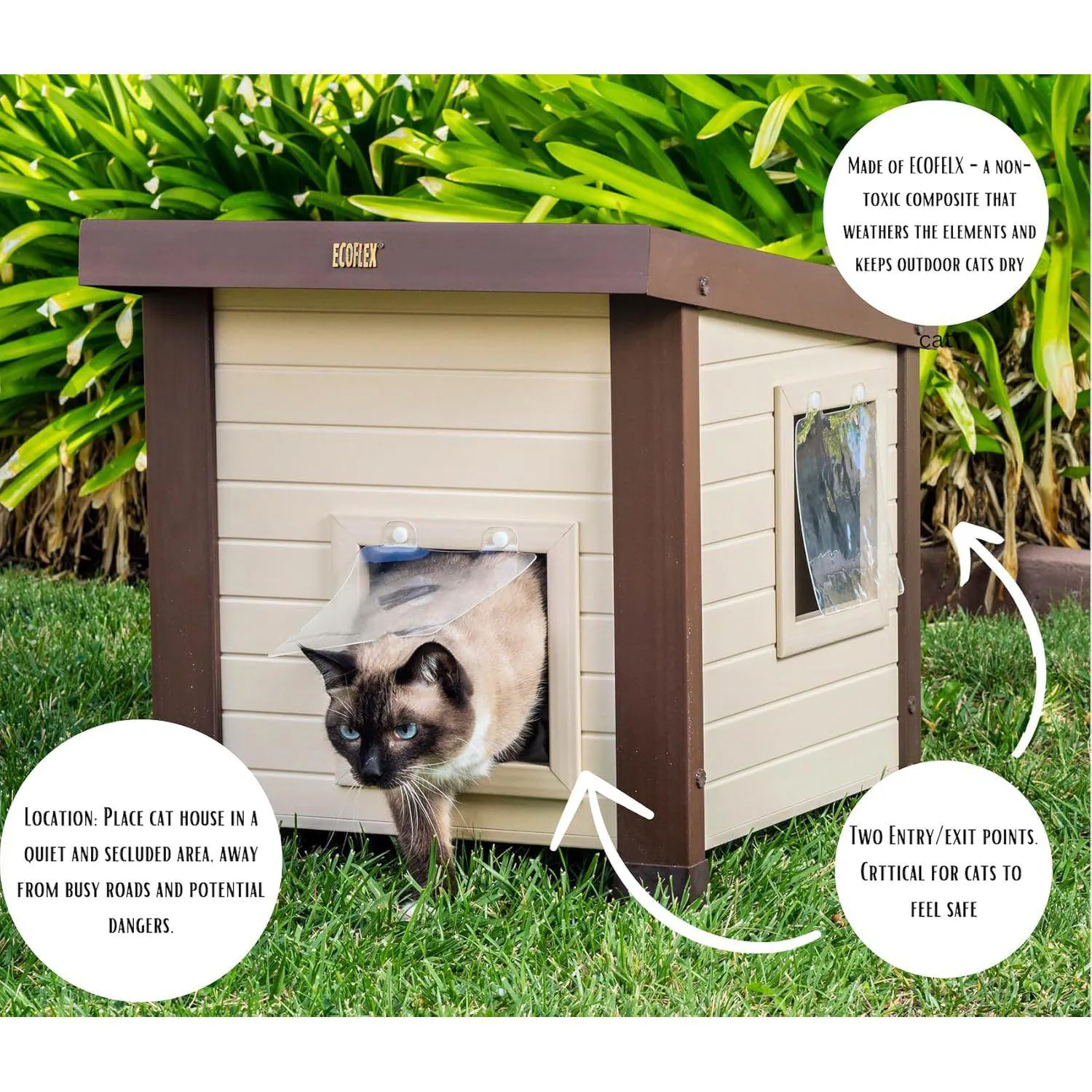 Casa Exterior Para Gatos Ecoflex Albany Resistente y Fácil de Ensamblar 9