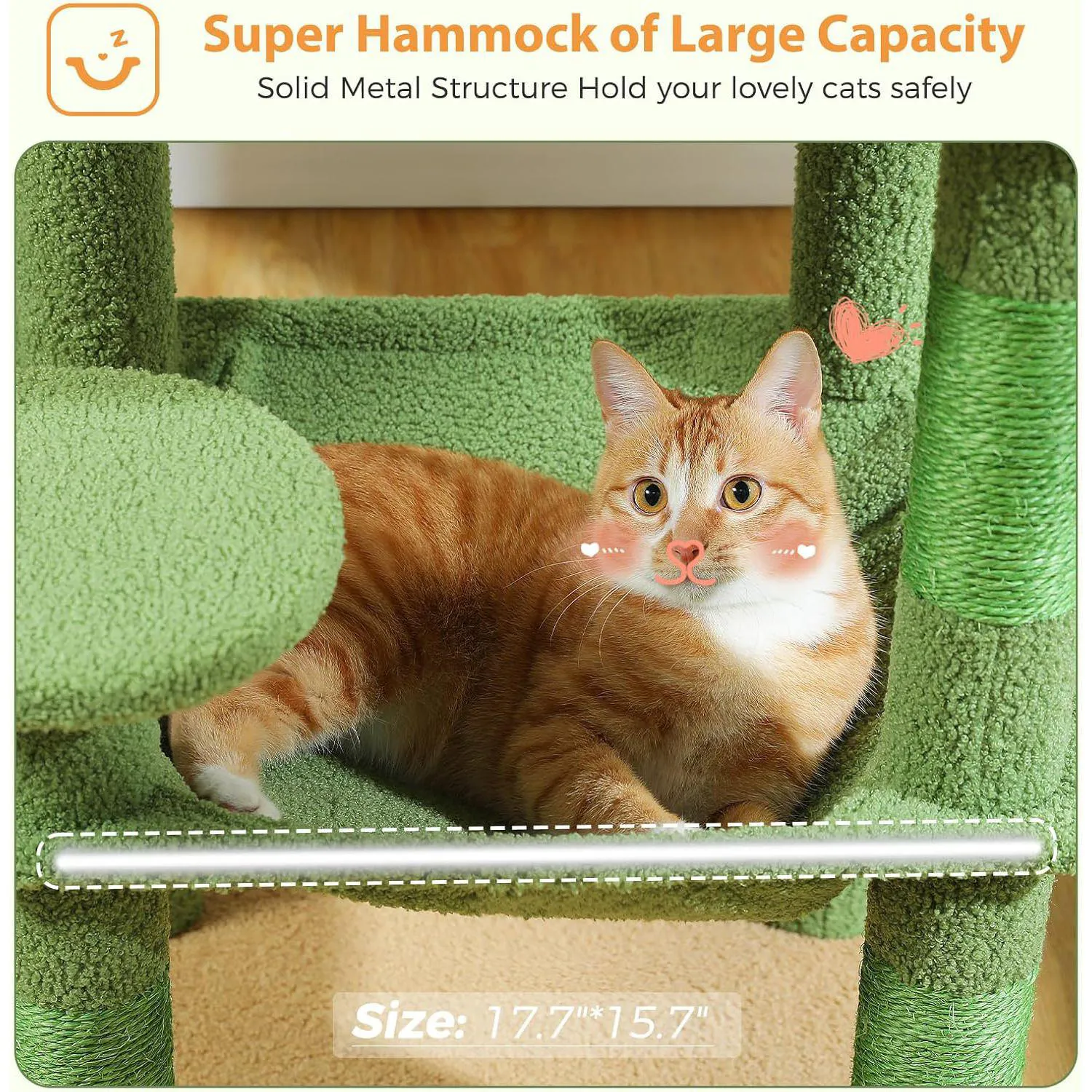 Gimnasio Para Gatos en Forma de CactusCon Hamaca Percha Alta Y Poste Rascador