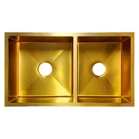 Lavaplatos De Acero Dorado Doble Pozo 78*45cm + Accesorios