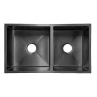 Lavaplatos De Acero Negro Doble Pozo 78*45cm + Accesorios