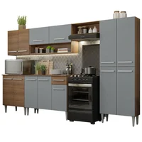 Cocina Integral Emilly 2.90m Marrón/Gris 01