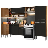 Cocina Integral De Esquina Emilly Sun 3.50m Marrón/Negro